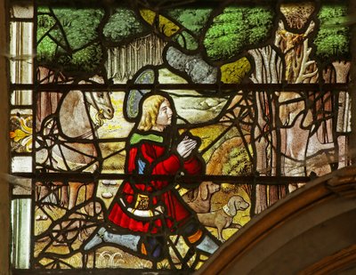 Window depicting Saint Eustache having a vision of Christ between the Antlers of the Deer by French School